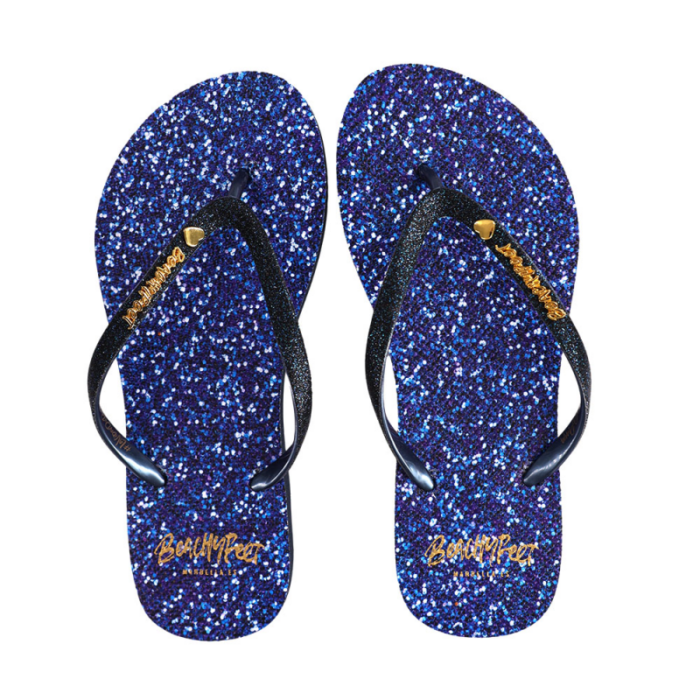 BeachyFeet Dames Teenslippers Navy Shimmer