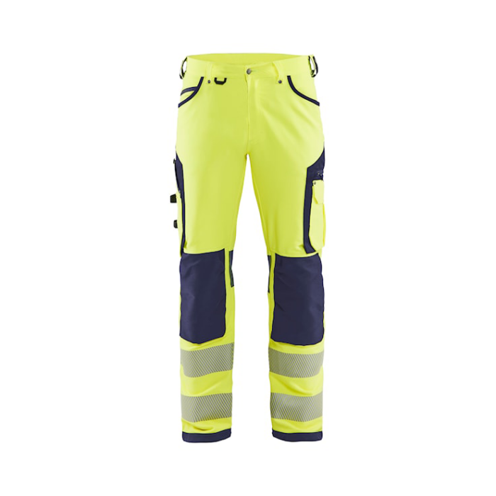 Blaklader Blåkläder High-Vis werkbroek met 4-weg stretch zonder spijkerzakken 11971642 Geel/Marineblauw