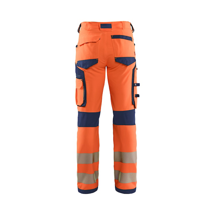 Blaklader Blåkläder High-Vis werkbroek met 4-weg stretch zonder spijkerzakken 11971642 Oranje/Marineblauw - Afbeelding 2