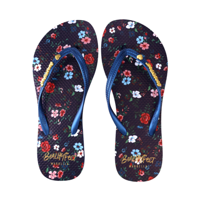 BeachyFeet Dames Teenslippers Flores Azul